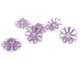 6 30mm Large Purple Flower Buttons Flat Faceted Floral Plastic Shank Buttons Jewelry Making Beading Supplies Sewing Supplies