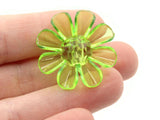 6 30mm Large Green Flower Buttons Flat Faceted Floral Plastic Shank Buttons Jewelry Making Beading Supplies Sewing Supplies