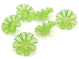 6 30mm Large Green Flower Buttons Flat Faceted Floral Plastic Shank Buttons Jewelry Making Beading Supplies Sewing Supplies