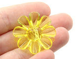 6 30mm Large Yellow Flower Buttons Flat Faceted Floral Plastic Shank Buttons Jewelry Making Beading Supplies Sewing Supplies