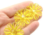 6 30mm Large Yellow Flower Buttons Flat Faceted Floral Plastic Shank Buttons Jewelry Making Beading Supplies Sewing Supplies