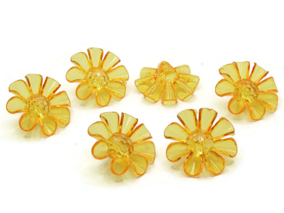 6 30mm Large Orange Flower Buttons Flat Faceted Floral Plastic Shank Buttons Jewelry Making Beading Supplies Sewing Supplies