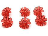 6 30mm Large Red Flower Buttons Flat Faceted Floral Plastic Shank Buttons Jewelry Making Beading Supplies Sewing Supplies