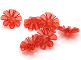 6 30mm Large Red Flower Buttons Flat Faceted Floral Plastic Shank Buttons Jewelry Making Beading Supplies Sewing Supplies