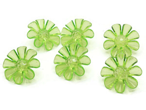 6 30mm Large Green Flower Buttons Flat Faceted Floral Plastic Shank Buttons Jewelry Making Beading Supplies Sewing Supplies