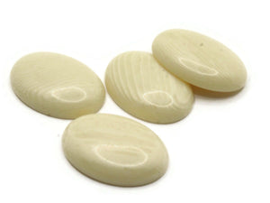 4 25mm x 18mm Ivory Swirling Oval Cabochons Vintage Japanese Lucite Cabochons Loose Plastic Tiles Jewelry Making