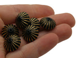 18 15mm Black Rondelle Plastic Beads with Gold Stripes Loose Beads to String Jewelry Making Black and Gold Acrylic Beads