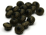 18 15mm Black Rondelle Plastic Beads with Gold Stripes Loose Beads to String Jewelry Making Black and Gold Acrylic Beads