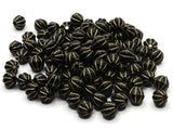 100 8mm Black Round Plastic Beads with Gold Stripes Loose Beads to String Jewelry Making Beading Supplies Black and Gold Acrylic Beads