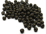 100 8mm Black Round Plastic Beads with Gold Stripes Loose Beads to String Jewelry Making Beading Supplies Black and Gold Acrylic Beads