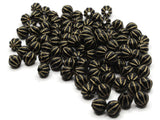 100 8mm Black Round Plastic Beads with Gold Stripes Loose Beads to String Jewelry Making Beading Supplies Black and Gold Acrylic Beads