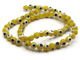 65 6mm Yellow Black and White Evil Eye Beads Small Smooth Round Beads Full Strand Glass Beads Jewelry Making Beading Supplies