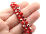 65 6mm Red Black and White Evil Eye Beads Small Smooth Round Beads Full Strand Glass Beads Jewelry Making Beading Supplies