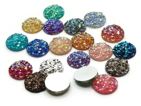 20 Assorted Color Druzy Faux Druzy Cabochons 10mm Cabochons Mixed Druzy Cabochon Resin Cabochons Jewelry Making Round Cabochons Druze