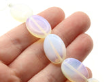 5 20mm Opalite Quartz Glass Beads Flat Oval Beads Jewelry Making Beading Supplies Loose Beads to String