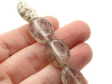 5 20mm Clear Quartz Glass with Black Inclusions Beads Flat Oval Beads Jewelry Making Beading Supplies Loose Beads to String