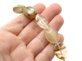 5 20mm Clear Quartz Glass with Brown Lines Beads Flat Oval Beads Jewelry Making Beading Supplies Loose Beads to String