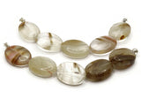 5 20mm Clear Quartz Glass with Brown Lines Beads Flat Oval Beads Jewelry Making Beading Supplies Loose Beads to String