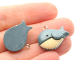 2 33mm Gray Whale Charms Ocean Fish Charms Resin Charms Miniature Cute Charms Jewelry Making Beading Supplies kitsch charms