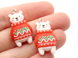 2 33mm White Polar Bear Charms with Red Sweater Resin Charms Miniature Cute Charms Jewelry Making Beading Supplies kitsch charms