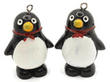 2 37mm Black and White Penguin Charms Resin Charms Bird Animal Pendants Miniature Cute Charms Jewelry Making Beading Supplies kitsch charms