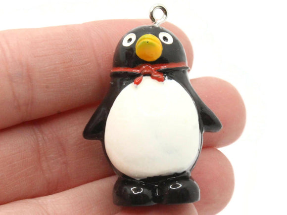 2 37mm Black and White Penguin Charms Resin Charms Bird Animal Pendants Miniature Cute Charms Jewelry Making Beading Supplies kitsch charms