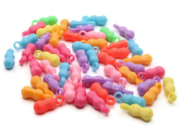 50 20mm Peanut Charms Mixed Rainbow Color Food Plastic Charms Jewelry Making Beading Supplies