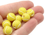 30 11mm Yellow Tennis Ball Beads Round Plastic Sports Beads Jewelry Making Beading Supplies Loose Beads to String