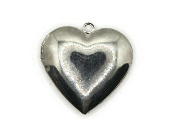 29mm Heart Locket Silver Tone Brass Locket Charm Jewelry Making and Beading Supplies