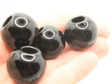 8 22mm Black Large Hole Plastic Beads Jewelry Making Beading Supplies Round Black Beads Macrame Beads Hair Beads Loose Beads