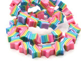 40 Rainbow Striped Star Polymer Clay Beads Multi-Color Beads Celestial Star Beads Jewelry Making Beading Supplies