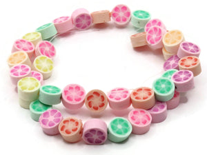 40 Flower Polymer Clay Beads Mixed Color Beads Small Coin Beads Jewelry Making Beading Supplies