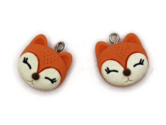 2 19mm Orange Fox Charms Resin Charms Miniature Cute Charms Jewelry Making Beading Supplies kitsch charms