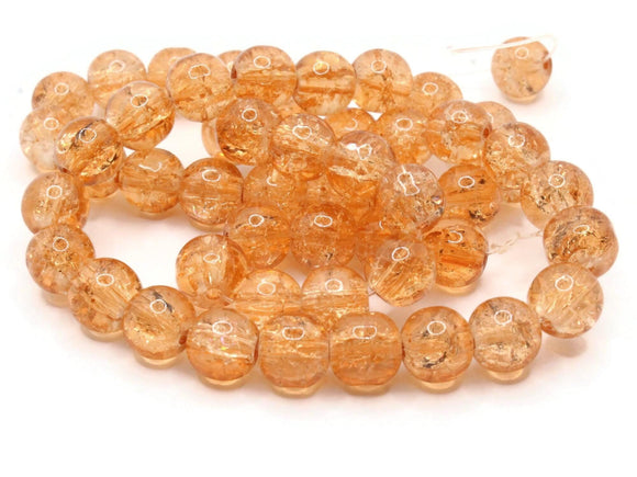 Peachy Orange Crackle Glass Beads 8mm Round Beads Jewelry Making Beading Supplies Loose Beads Cracked Glass Beads Smooth Round Beads