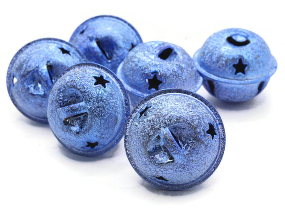 6 Blue Jingle Bells 24mm Bells Christmas Sleigh Bell Charms Beads Jewelry Making Beading Supplies Craft Supplies Smileyboy