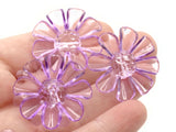 6 30mm Large Purple Flower Buttons Flat Faceted Floral Plastic Shank Buttons Jewelry Making Beading Supplies Sewing Supplies