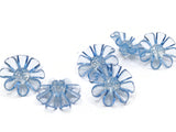 6 30mm Large Blue Flower Buttons Flat Faceted Floral Plastic Shank Buttons Jewelry Making Beading Supplies Sewing Supplies