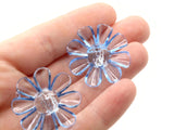 6 30mm Large Blue Flower Buttons Flat Faceted Floral Plastic Shank Buttons Jewelry Making Beading Supplies Sewing Supplies