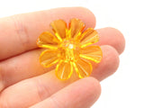 6 30mm Large Orange Flower Buttons Flat Faceted Floral Plastic Shank Buttons Jewelry Making Beading Supplies Sewing Supplies