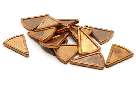 15 12mm Copper Triangle Beads Vintage Copper Colored Plastic Beads Jewelry Making Beading Supplies Shiny Metal Focal Beads