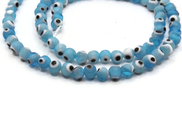 99 4mm Blue and White Evil Eye Beads Small Smooth Round Beads Full Strand Glass Beads Jewelry Making Beading Supplies