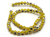 65 6mm Yellow Black and White Evil Eye Beads Small Smooth Round Beads Full Strand Glass Beads Jewelry Making Beading Supplies