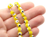 65 6mm Yellow Black and White Evil Eye Beads Small Smooth Round Beads Full Strand Glass Beads Jewelry Making Beading Supplies