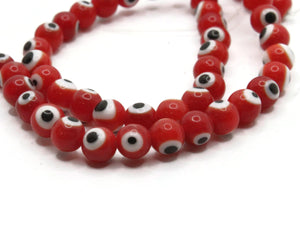 65 6mm Red Black and White Evil Eye Beads Small Smooth Round Beads Full Strand Glass Beads Jewelry Making Beading Supplies