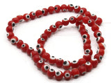 65 6mm Red Black and White Evil Eye Beads Small Smooth Round Beads Full Strand Glass Beads Jewelry Making Beading Supplies