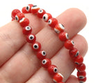 65 6mm Red Black and White Evil Eye Beads Small Smooth Round Beads Full Strand Glass Beads Jewelry Making Beading Supplies