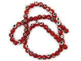 65 6mm Red Black and White Evil Eye Beads Small Smooth Round Beads Full Strand Glass Beads Jewelry Making Beading Supplies