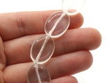 5 20mm Clear Quartz Glass Beads Flat Oval Beads Jewelry Making Beading Supplies Loose Beads to String