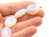 5 20mm Opalite Quartz Glass Beads Flat Oval Beads Jewelry Making Beading Supplies Loose Beads to String