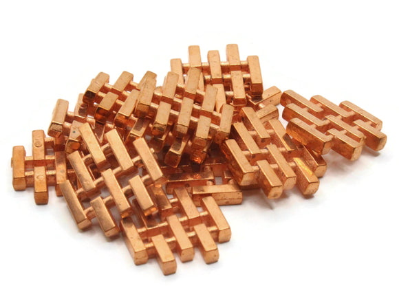 12 19mm Copper Abstract Rectangle Beads Vintage Copper Colored Plastic Beads Jewelry Making Beading Supplies Shiny Metal Focal Beads